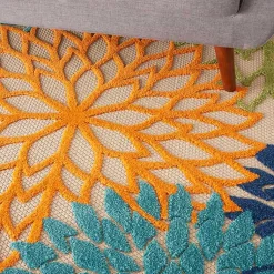 Kirklands Home Outdoor Rugs|Orange Bright Floral Burst Outdoor Area Rug, 5x7