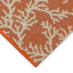 Kirklands Home Outdoor Rugs|Orange Coral Indoor/Outdoor Rug, 3x4