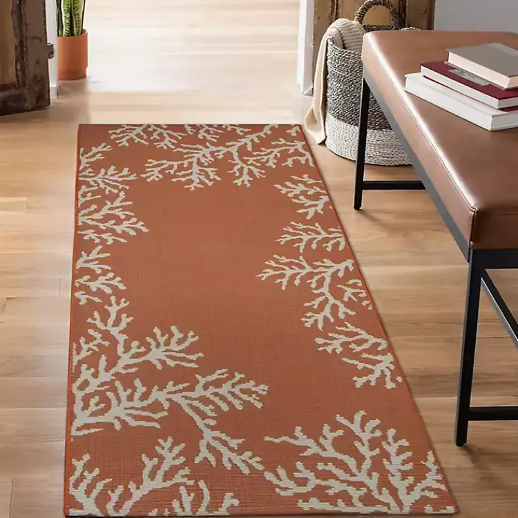 Kirklands Home Outdoor Rugs|Coral Indoor/Outdoor Runner, 1x4 Orange
