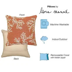 Kirklands Home Outdoor Cushions & Pillows|Orange Coral Woven Outdoor Throw Pillow