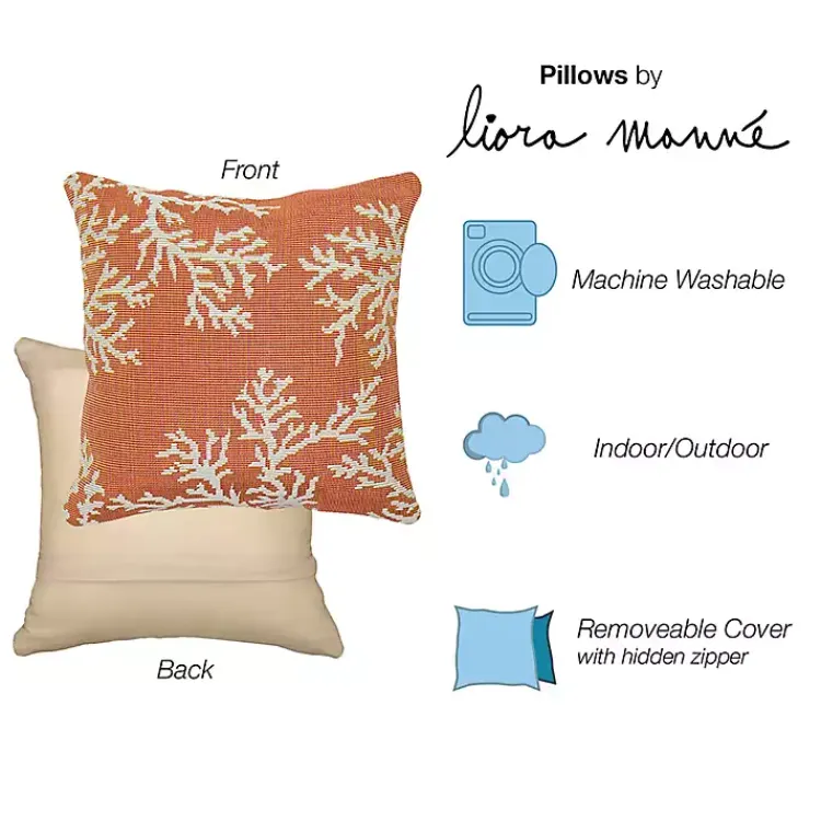 Kirklands Home Outdoor Cushions & Pillows|Orange Coral Woven Outdoor Throw Pillow