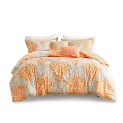 Kirklands Home Comforters|Orange Damask 4-pc. Twin/Twin XL Comforter Set