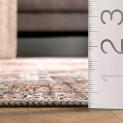 Kirklands Home Area Rugs|Orange Distressed Medallion Washable Area Rug, 5x8