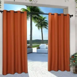 Kirklands Home Outdoor Curtains|Eliza Outdoor Curtain Panel Set, 84 in. Orange