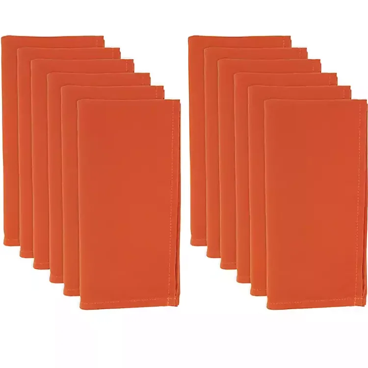 Kirklands Home Table Linens|Everyday Polyester Cloth Napkins, Set of 12 Orange
