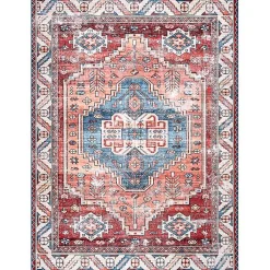 Kirklands Home Area Rugs|Orange Faded Medallion Washable Runner