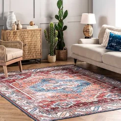 Kirklands Home Area Rugs|Orange Faded Medallion Washable Runner