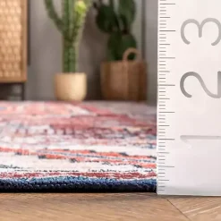 Kirklands Home Area Rugs|Orange Faded Medallion Washable Area Rug, 5x8