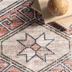 Kirklands Home Area Rugs|Orange Global Motif Washable Runner