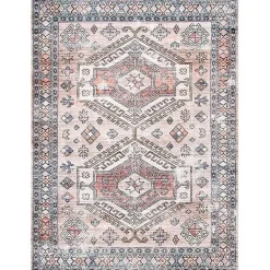 Kirklands Home Area Rugs|Orange Global Motif Washable Area Rug, 4x6