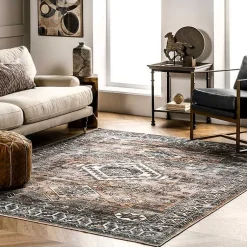 Kirklands Home Area Rugs|Orange Global Pattern Washable Runner