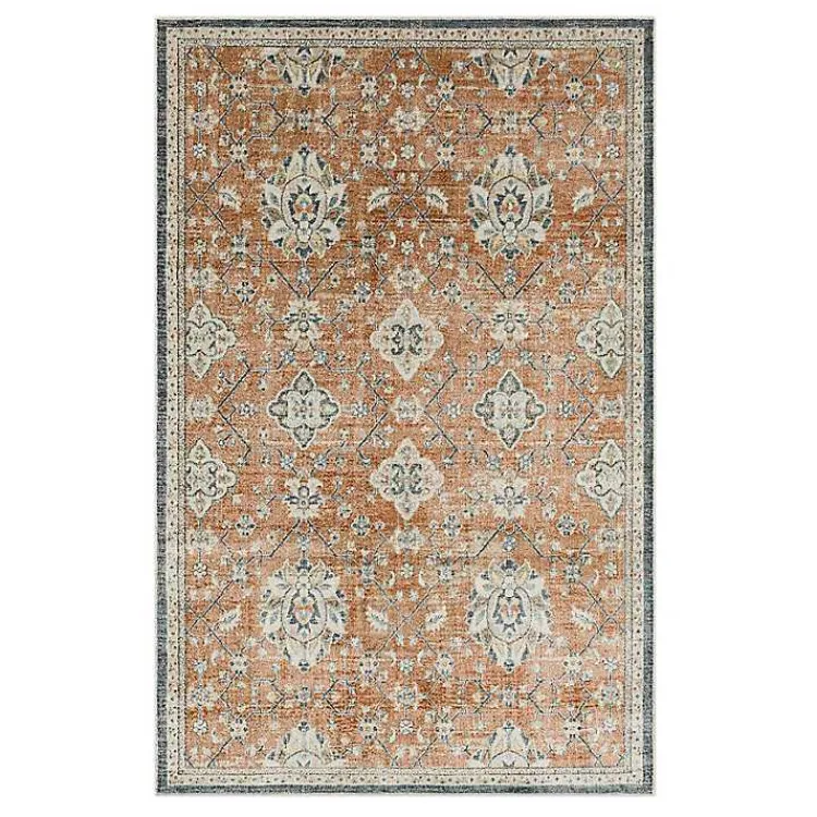 Kirklands Home Area Rugs|Granary Floral Area Rug, 6x9 Orange