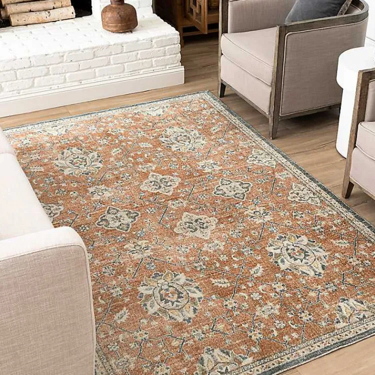 Kirklands Home Area Rugs|Granary Floral Area Rug, 6x9 Orange