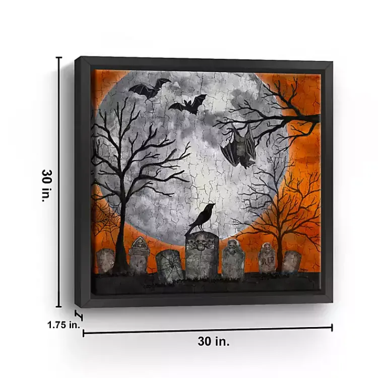 Orange Graveyard Moon Giclee Canvas Art Print Halloween