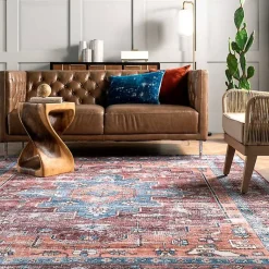 Kirklands Home Accent Rugs|Orange Medallion Washable Runner