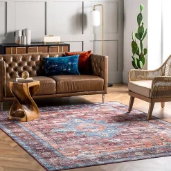 Kirklands Home Area Rugs|Orange Medallion Washable Area Rug, 4x6