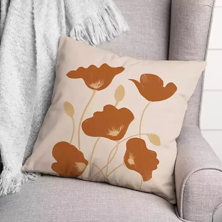 Kirklands Home Outdoor Cushions & Pillows|Orange Poppies Indoor/Outdoor Pillow