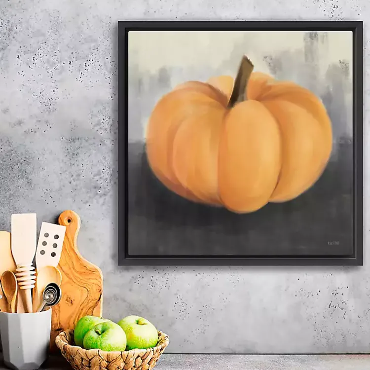 Orange Pumpkin Framed Giclee Canvas Art Print Fall