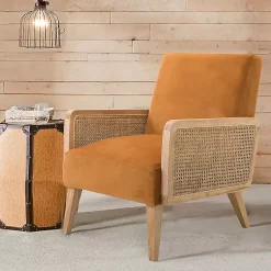 Kirklands Home Accent Chairs|Orange Rattan Accent Chair Yellow