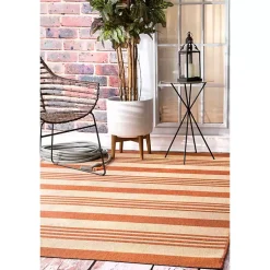 Kirklands Home Outdoor Rugs|Robin Stripe Outdoor Rug, 5x8 Orange