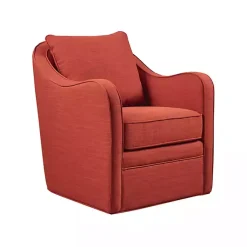 Kirklands Home Accent Chairs|Swivel Upholstered Wide Seat Accent Chair Orange