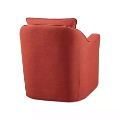 Kirklands Home Accent Chairs|Swivel Upholstered Wide Seat Accent Chair Orange