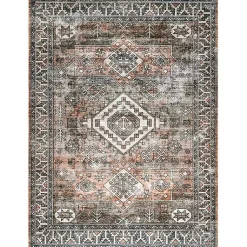 Kirklands Home Area Rugs|Orange Tribal Washable Area Rug, 6x9