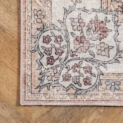 Kirklands Home Area Rugs|Vintage Floral Washable Area Rug, 3x5 Orange