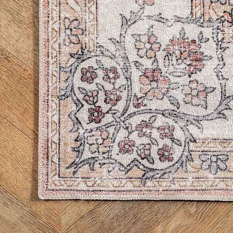 Kirklands Home Area Rugs|Vintage Floral Washable Area Rug, 3x5 Orange