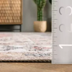 Kirklands Home Area Rugs|Vintage Floral Washable Area Rug, 3x5 Orange