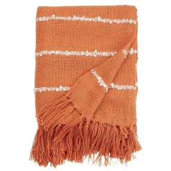 Hot White Striped Fringe Throw Blanket Blankets & Throws