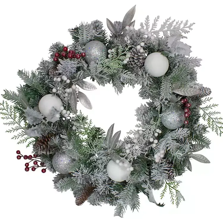 Sale Ornaments and Frosted Cedar Berries Wreath Wreaths