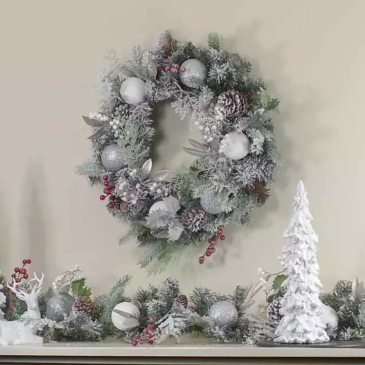 Sale Ornaments and Frosted Cedar Berries Wreath Wreaths