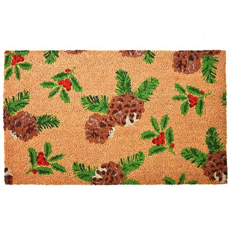 Online Outdoor Holly and Pine Christmas Doormat Outdoor Christmas Decorations