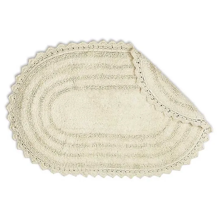Kirklands Home Bathroom Rugs|Oval Classic Crochet Bath Mat Ivory