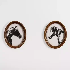 Kirklands Home Framed Art|Oval Horse Portrait Framed Art Prints, Set of 2