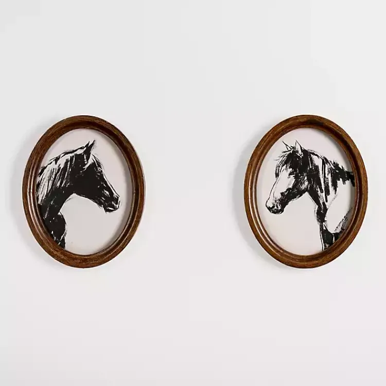 Kirklands Home Framed Art|Oval Horse Portrait Framed Art Prints, Set of 2