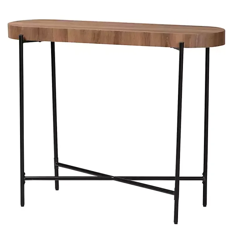 Kirklands Home Console Tables|Oval Light Wood X Base Console Table Brown