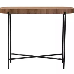 Kirklands Home Console Tables|Oval Light Wood X Base Console Table Brown