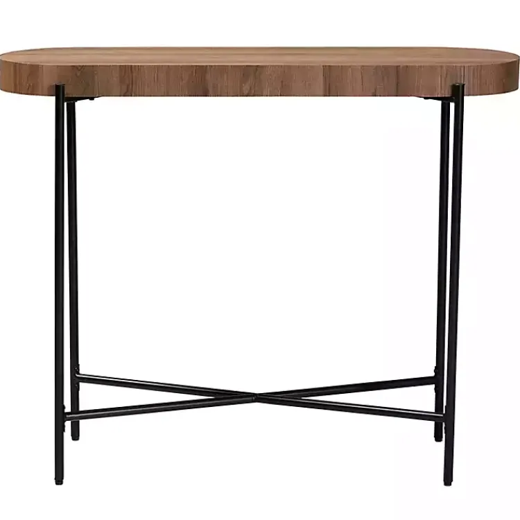 Kirklands Home Console Tables|Oval Light Wood X Base Console Table Brown