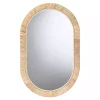 Kirklands Home Decorative Mirrors|Oval Mahogany and Rattan Wall Mirror