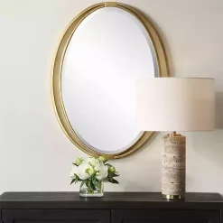 Kirklands Home Decorative Mirrors|Oval Rhodes Gold Wall Mirror