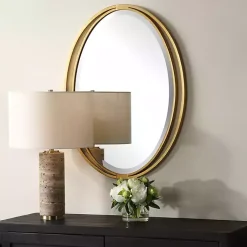 Kirklands Home Decorative Mirrors|Oval Rhodes Gold Wall Mirror