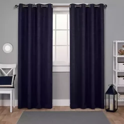 Kirklands Home Curtains & Drapes|Oxford Navy Thermal Curtain Panel Set, 96 in. Blue