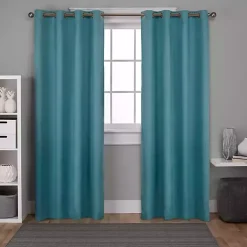 Kirklands Home Curtains & Drapes|Oxford Teal Thermal Curtain Panel Set, 84 in.