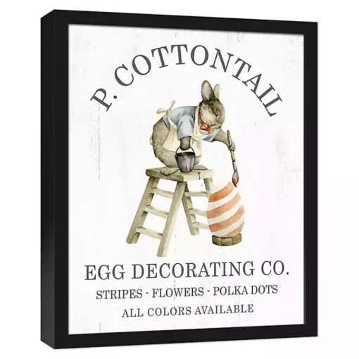 P Cottontail Egg Decorating Framed Canvas Print Easter Decorations