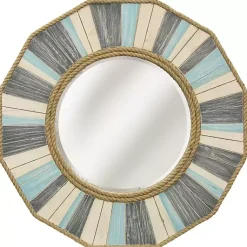 Kirklands Home Decorative Mirrors|Painted Nautical Rope Wood Framed Wall Mirror