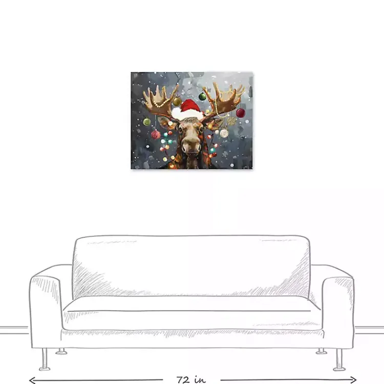 Discount Painty Christmas Moose Canvas Art Print Christmas Art & Wall Decor