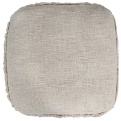 Outlet Pale Beige Tufted Stripe Cotton Square Pouf Poufs & Floor Cushions