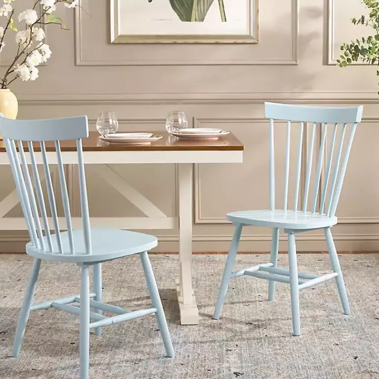 Kirklands Home Dining Chairs|Pale Parker Spindle Dining Chairs, Set of 2 Blue